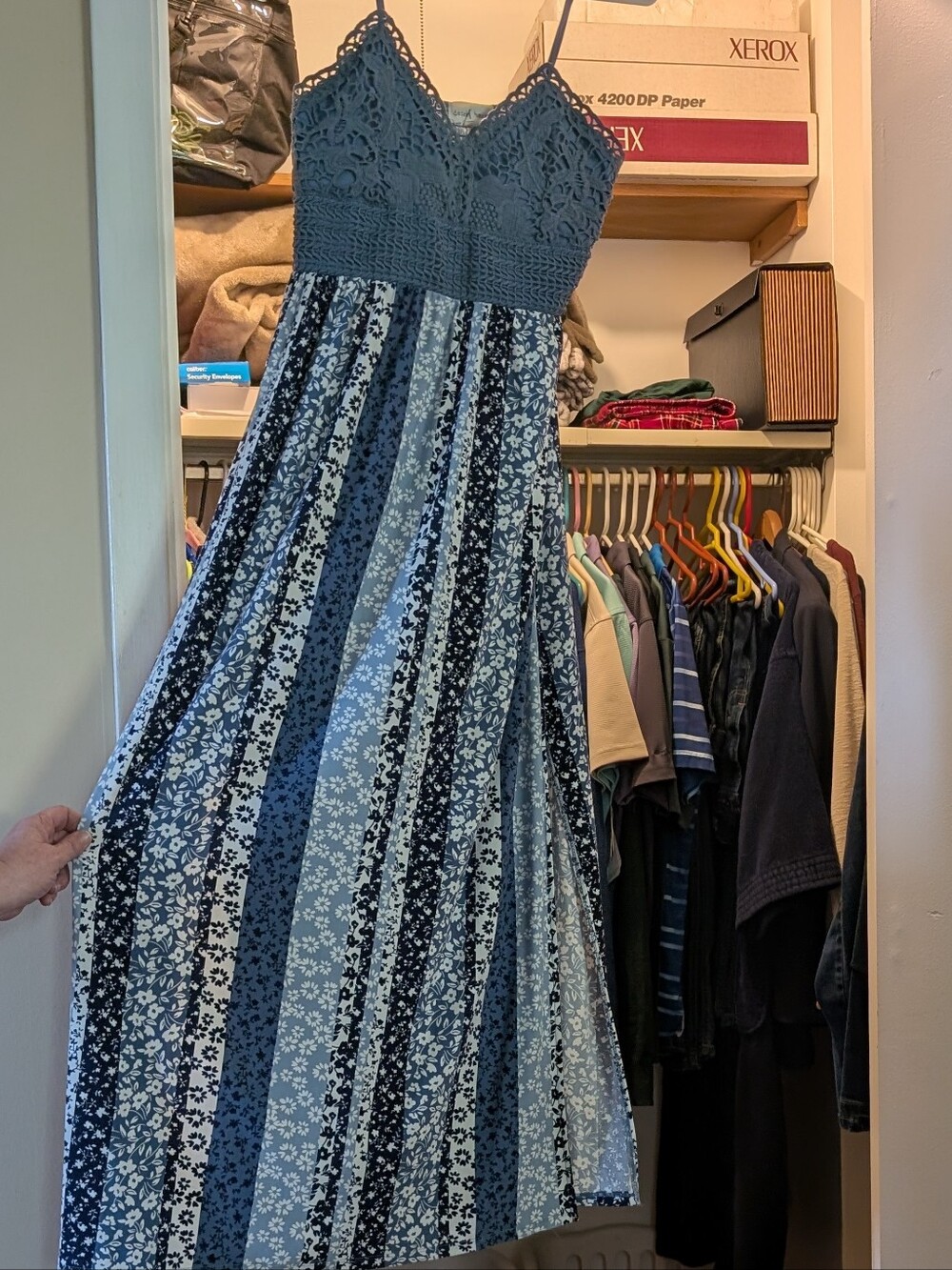 Derek Heart Blue Patchwork Floral Maxi Dress